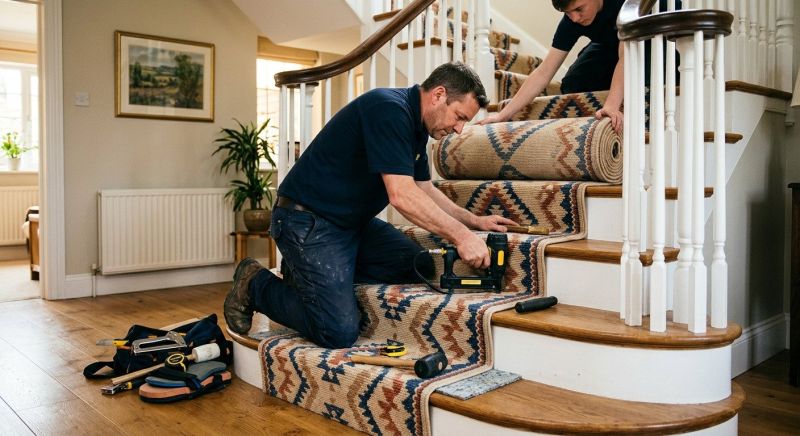 Stair Runner Installation in Freehold, NJ